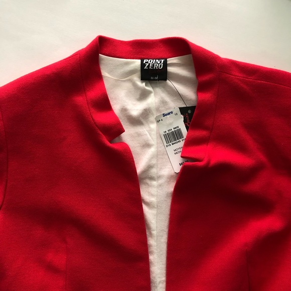 POINT ZERO Red Collarless Cotton Blazer NWT Size M - Picture 5 of 11